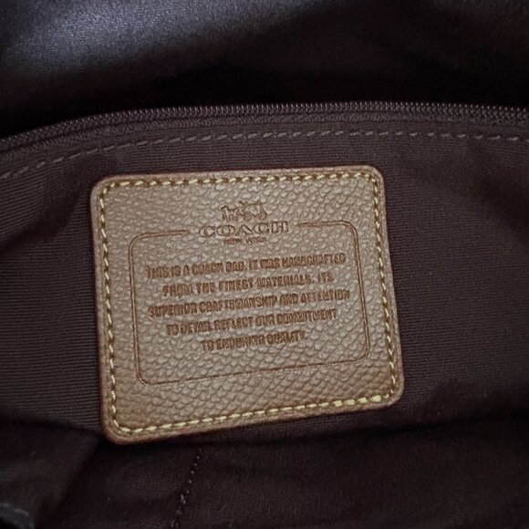 Coach Brown Signature Logo Coated Canvas Shoulder Bag F34603 ZipTop Tote - Picture 10 of 12